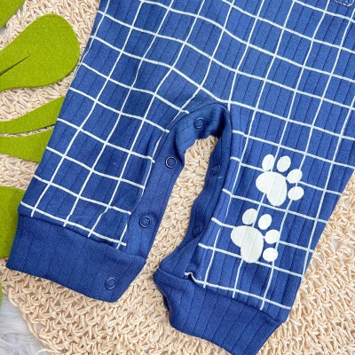 Conj. Body Manga Longa e Jardineira Tigrinho - Marinho